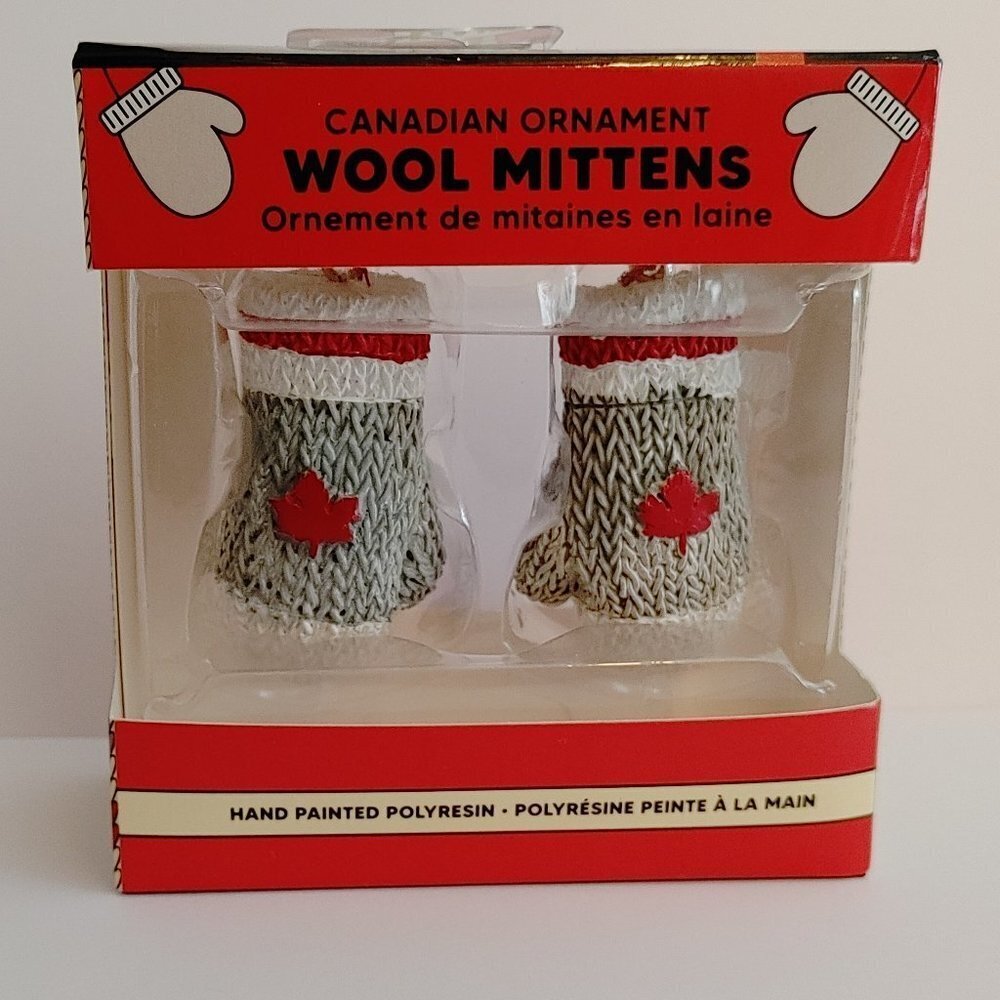 Main and Local Wool Mittens Canadian Ornament Hand Painted NIB